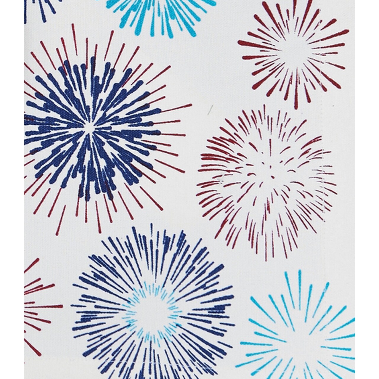 Patriotic Red & Blue Firework Sparkle 4th of July Cotton Tabletop Placemats, Set of 6, 14" x 20"